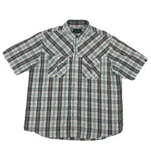 Woolrich Shirt Mens XL Multicolor‎ Plaid Short Sleeve Snap Button Down Seasalt